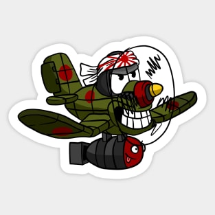 zero fighter airplane. funny ww2 doodle. Sticker